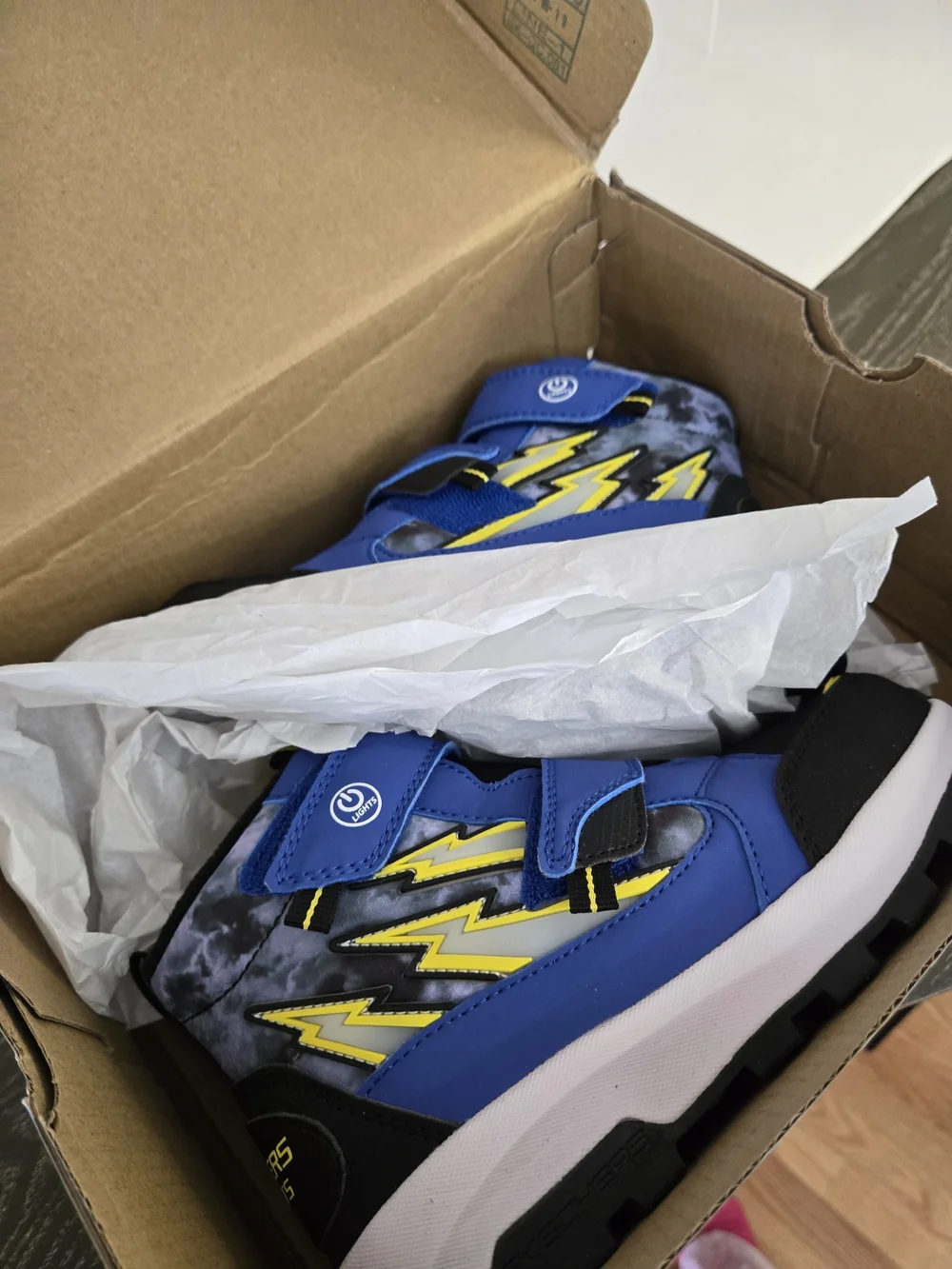 NEW Skechers S-Lights Waterproof Light-Up Kids Winter Boots Blue Black
